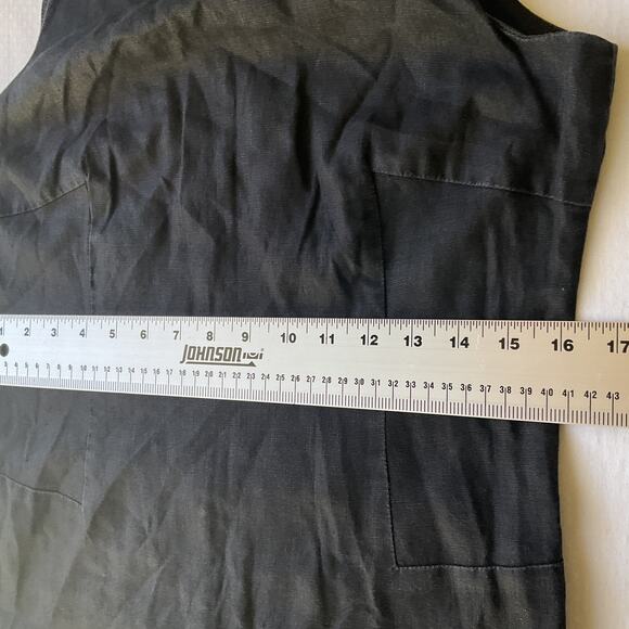 GAP Women Midi Dress Size 6 Black Cotton Linen Sheath Sleeveless Square Neck - Picture 5 of 10